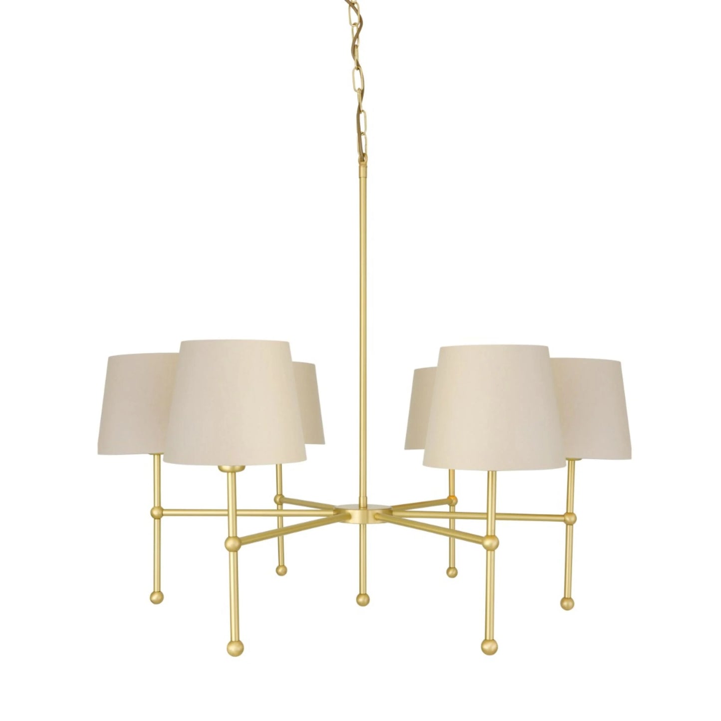 California Modern Brass Chandelier, Six-Arm, packshot