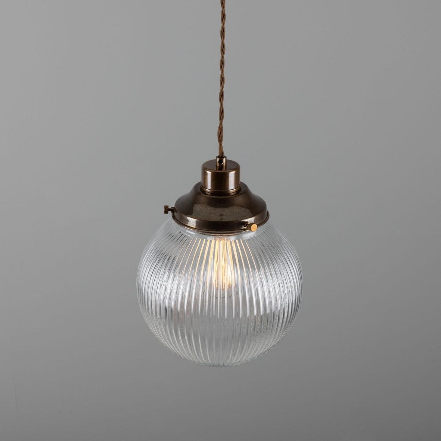 Stanley Small Holophane Glass Globe Pendant Light 20cm