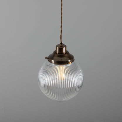 Stanley Small Holophane Glass Globe Pendant Light 20cm