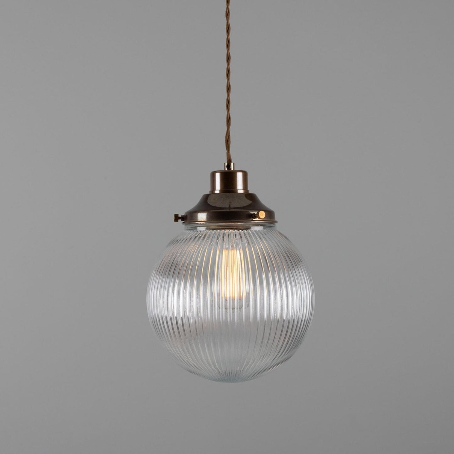 Stanley Small Holophane Glass Globe Pendant Light 20cm