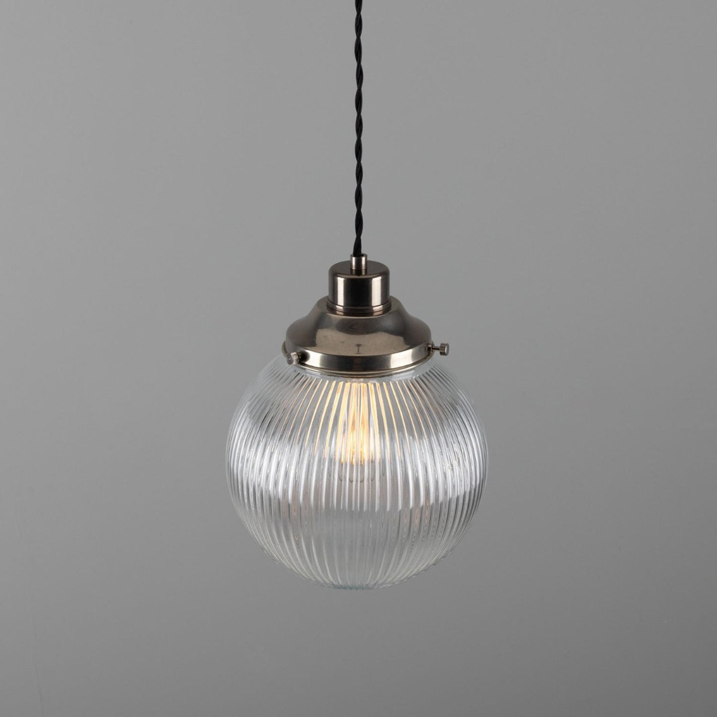 Stanley Small Holophane Glass Globe Pendant Light 20cm