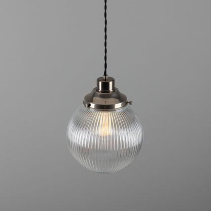 Stanley Small Holophane Glass Globe Pendant Light 20cm