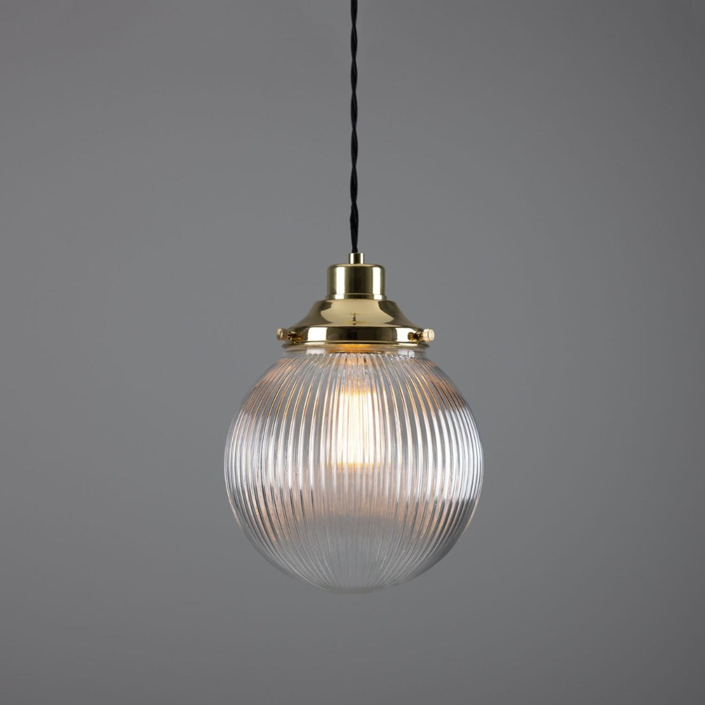 Stanley Small Holophane Glass Globe Pendant Light 20cm