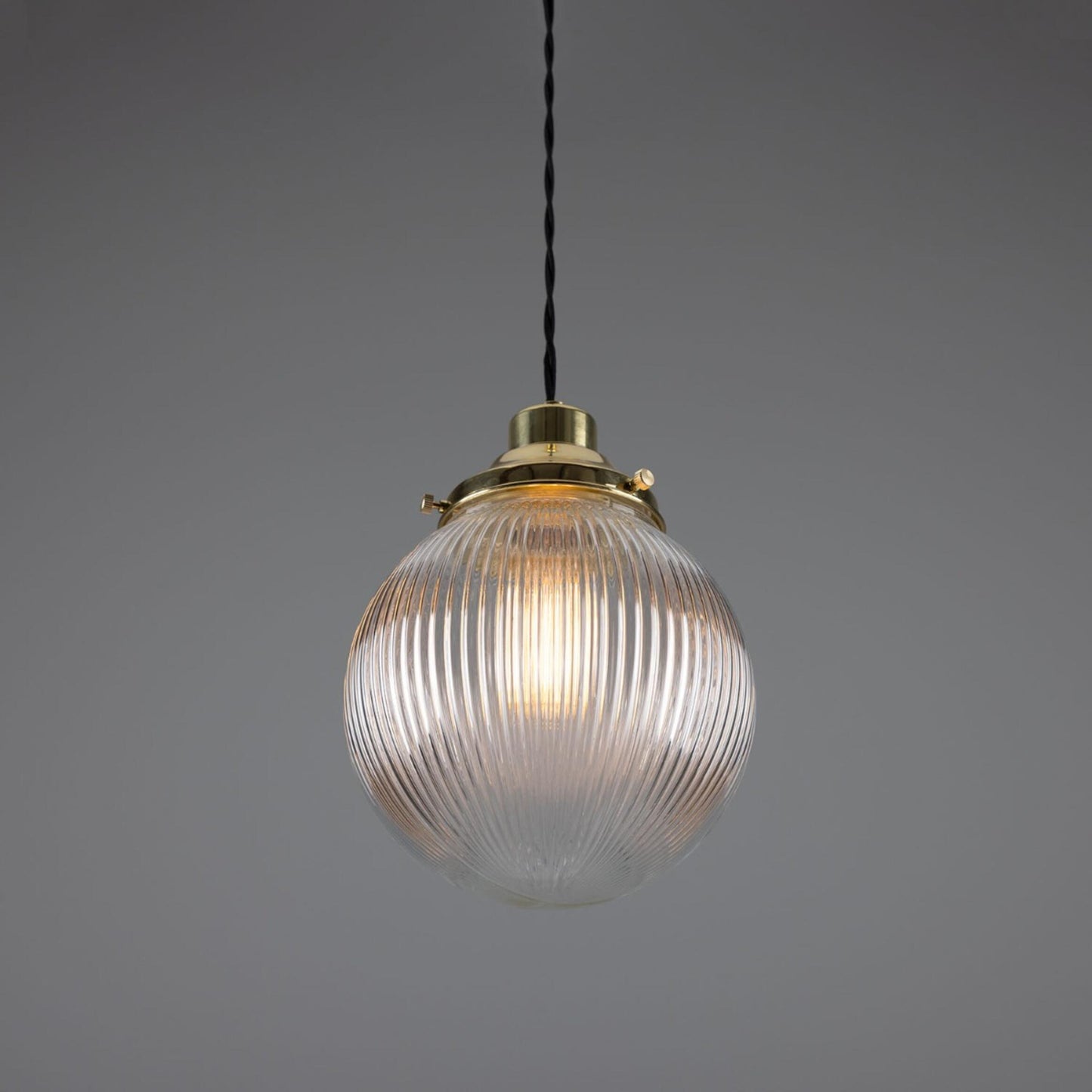 Stanley Small Holophane Glass Globe Pendant Light 20cm