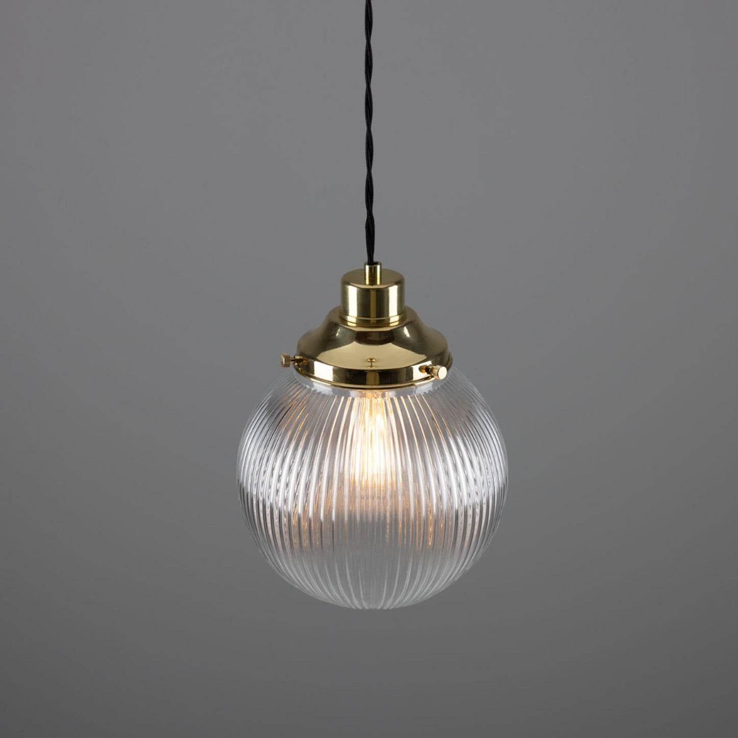 Stanley Small Holophane Glass Globe Pendant Light 20cm