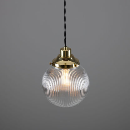 Stanley Small Holophane Glass Globe Pendant Light 20cm