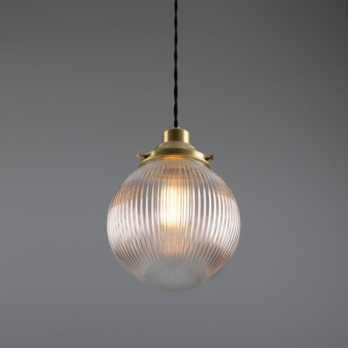 Stanley Small Holophane Glass Globe Pendant Light 20cm