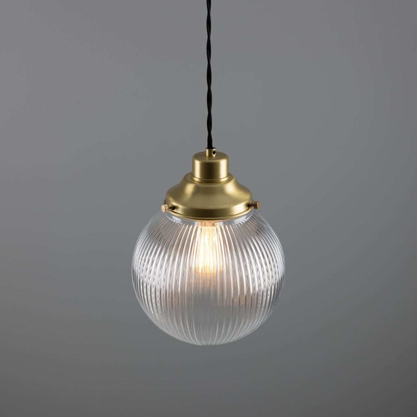 Stanley Small Holophane Glass Globe Pendant Light 20cm