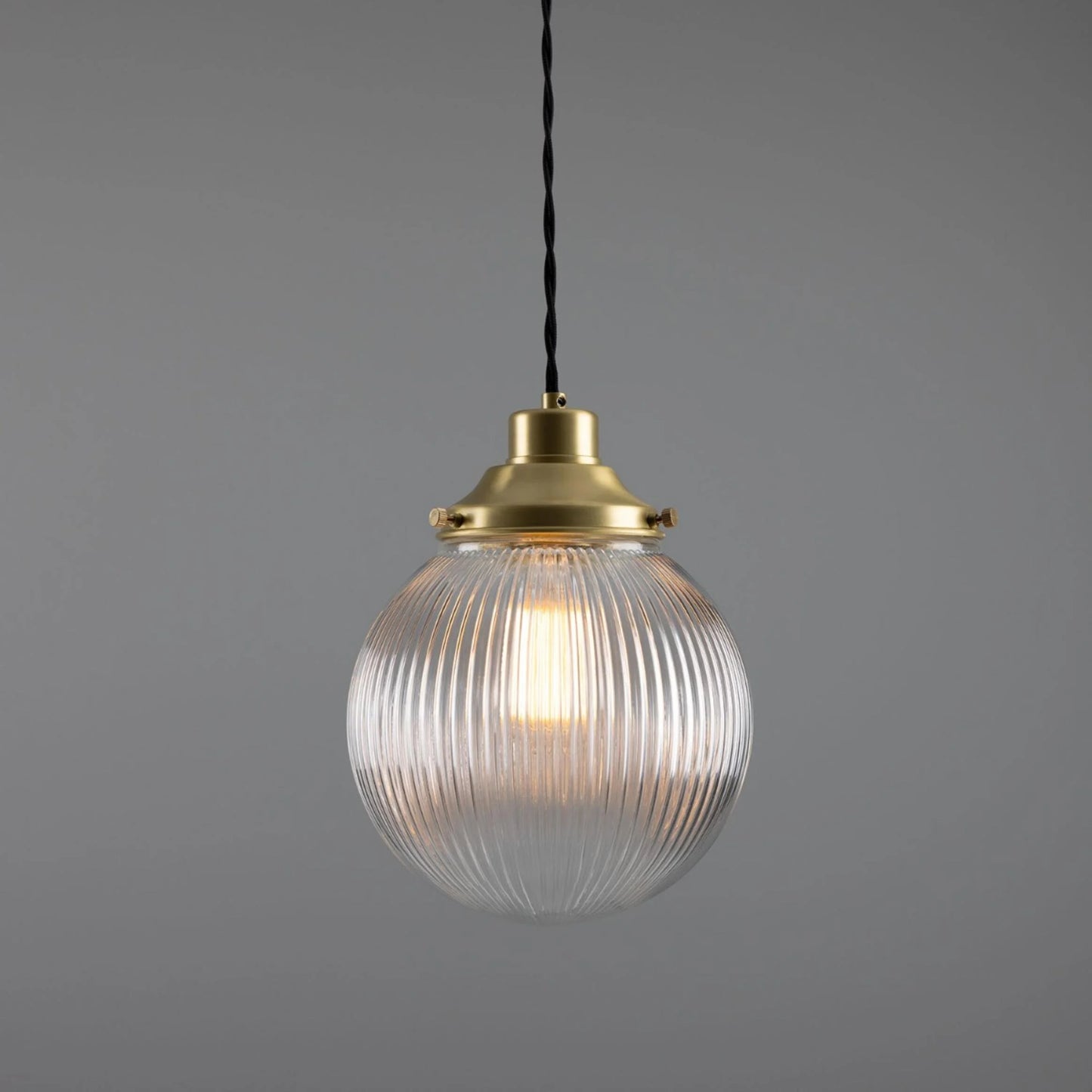 Stanley Small Holophane Glass Globe Pendant Light 20cm