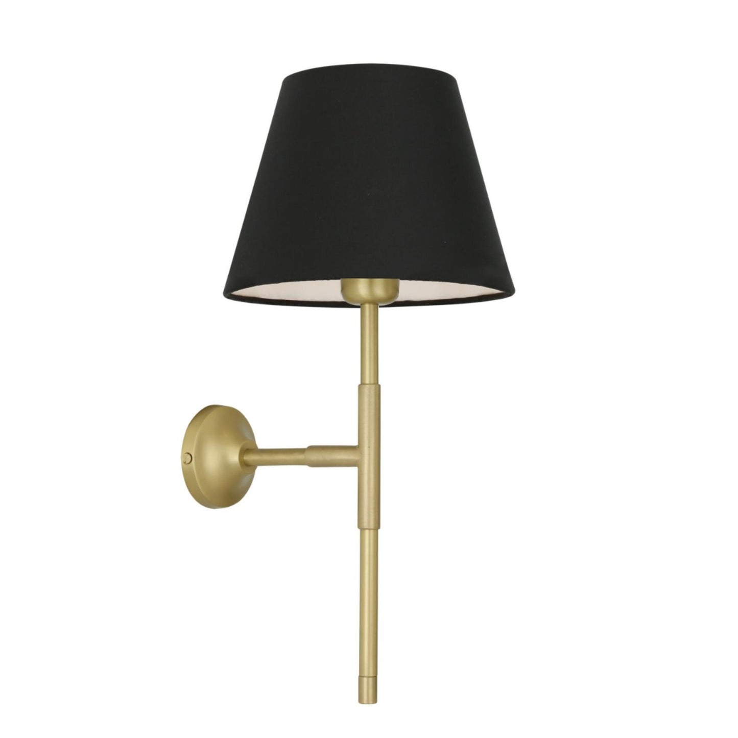 Tenby Modern Brass Wall Light with Empire Fabric Shade