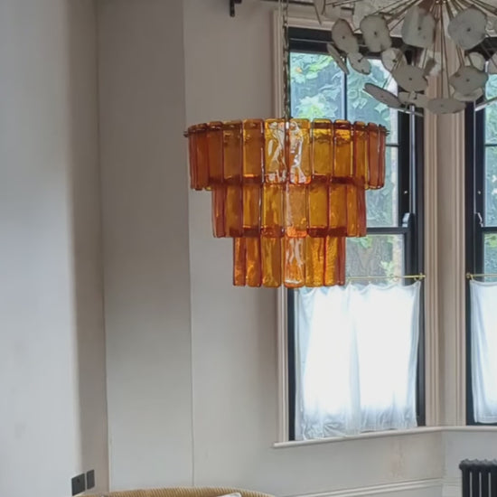 Amber Glass 3 Tiered Chandelier environment video 