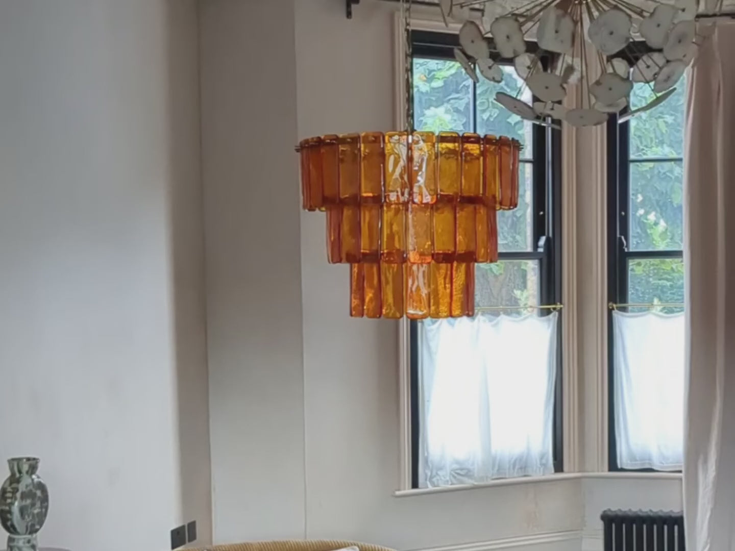 Amber Glass 3 Tiered Chandelier environment video 